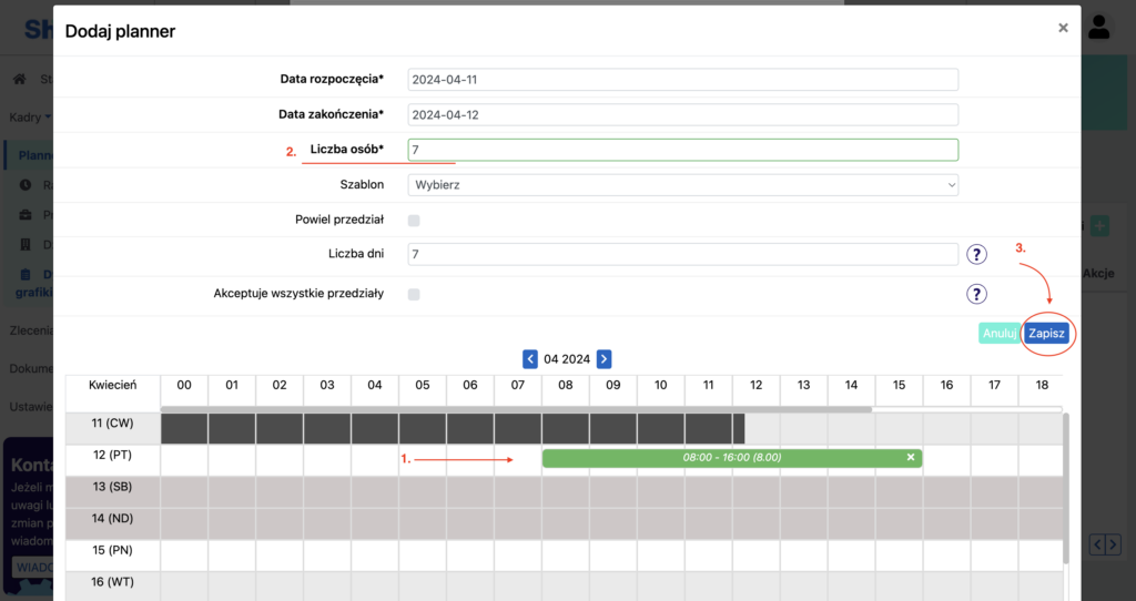 Dodawanie zapotrzebowania na zmianę w Asystencie HR - autonomiczne planowanie pracy
